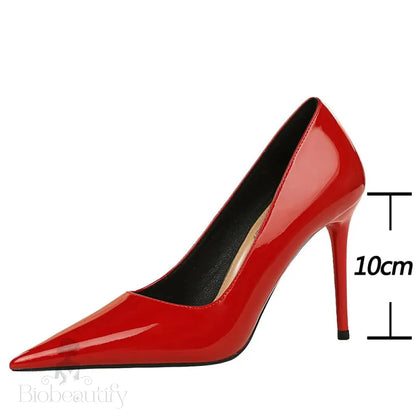 Red Patent Leather Pointed Toe High Heel Office Pumps