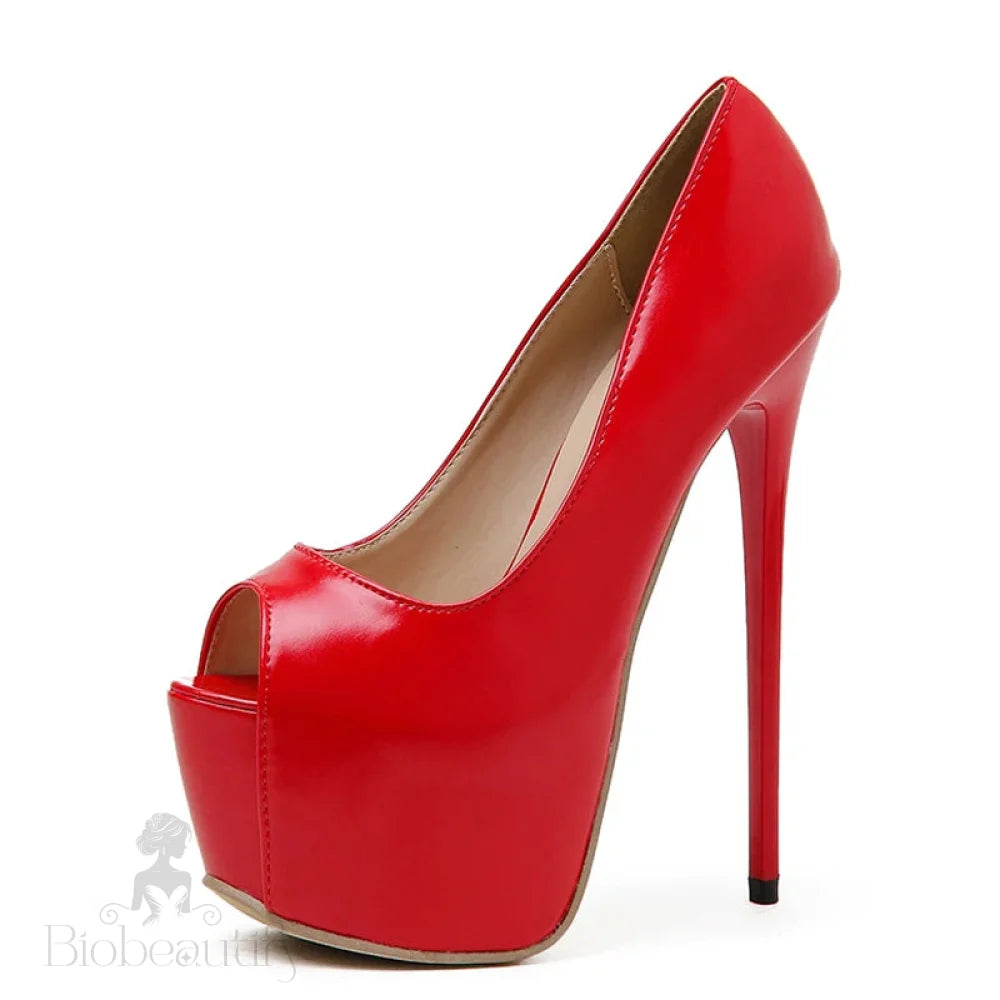 Red Platform Pumps Women Ultra High Stiletto Heels 17Cm