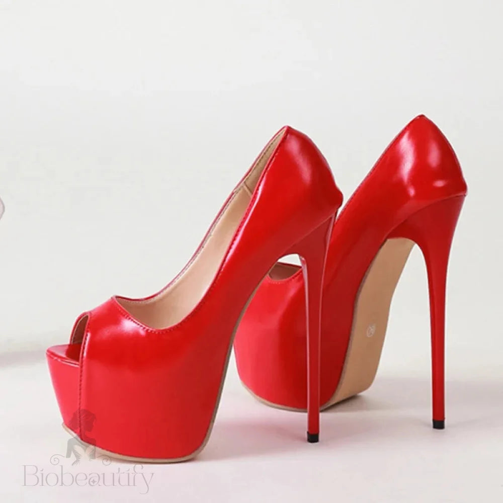 Red Platform Sandals High Heels For Women