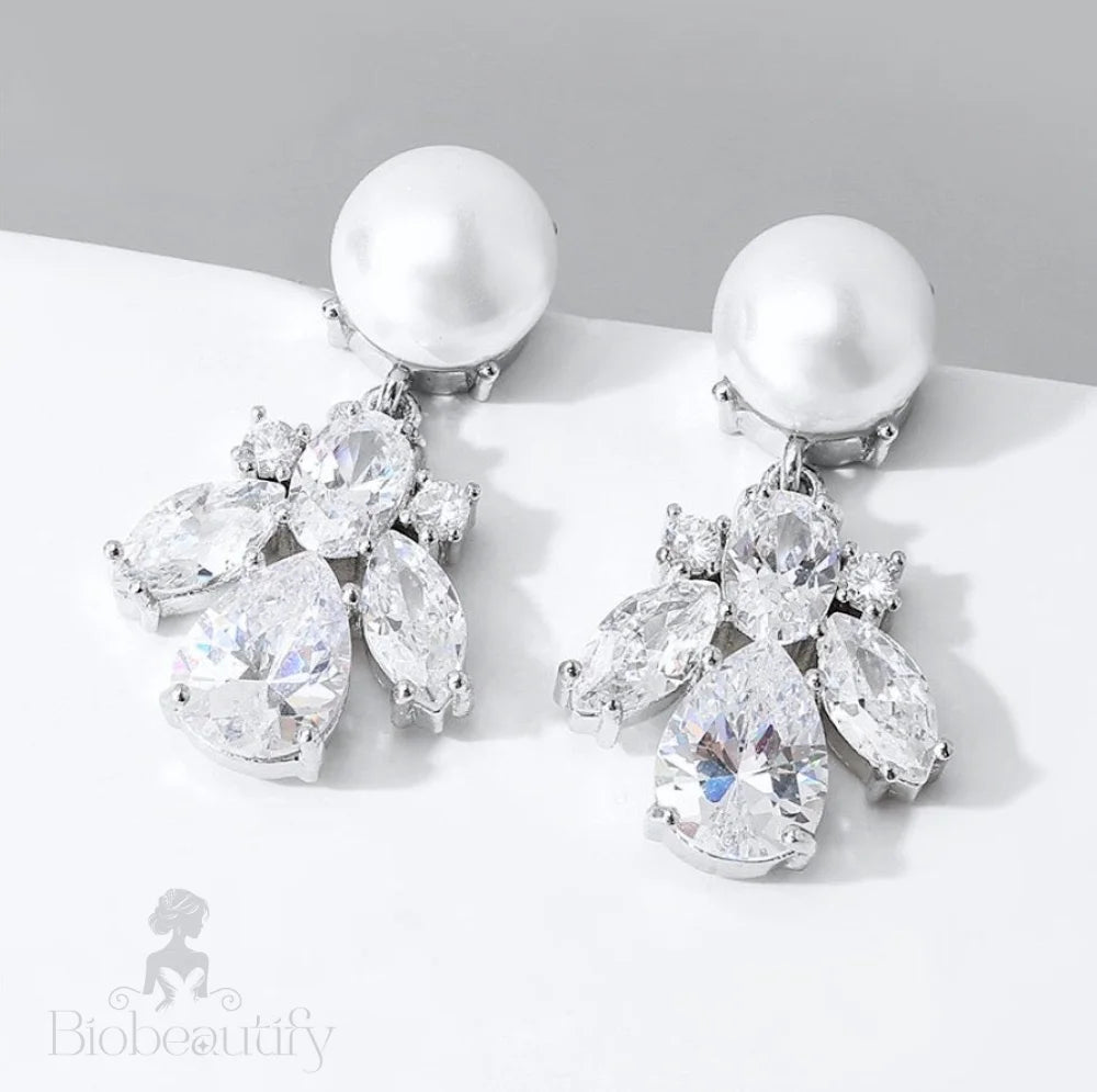 Reese Pearl Cubic Zirconia Bridal Earrings