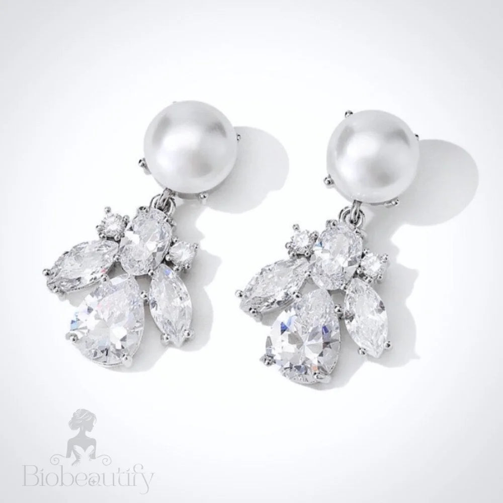 Reese Pearl Cubic Zirconia Bridal Earrings