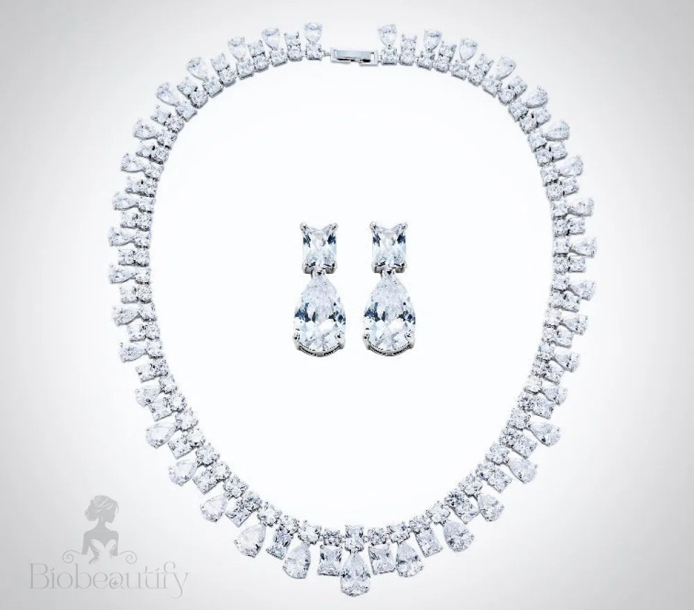 Regina Silver Cz Bridal Jewelry Set