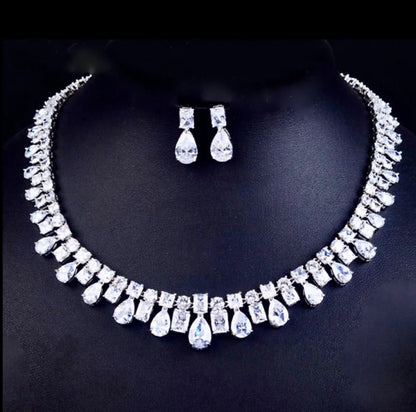 Regina Silver Cz Bridal Jewelry Set