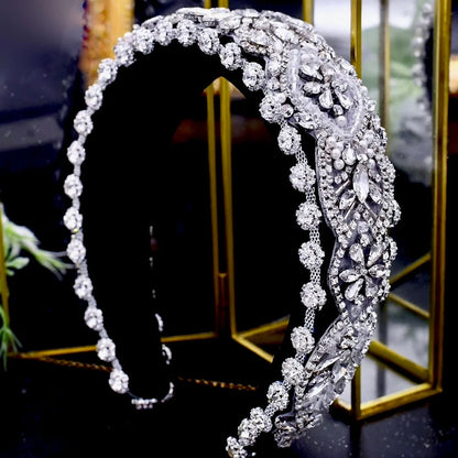 Reina Royal Austrian Crystal And Pearl Bridal Headband Tiara