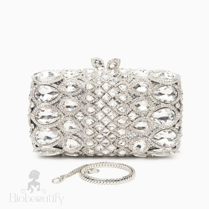 Reina Silver Rhinestones Crystal Clutch Bag