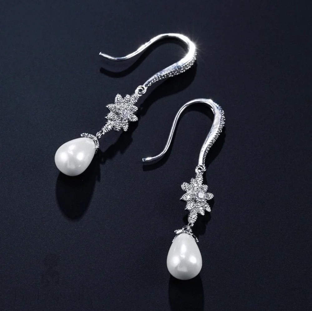 Remi Pearl And Cz Bridal Earrings