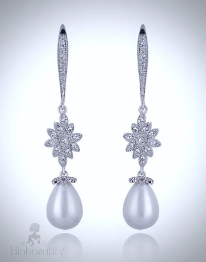 Remi Pearl And Cz Bridal Earrings