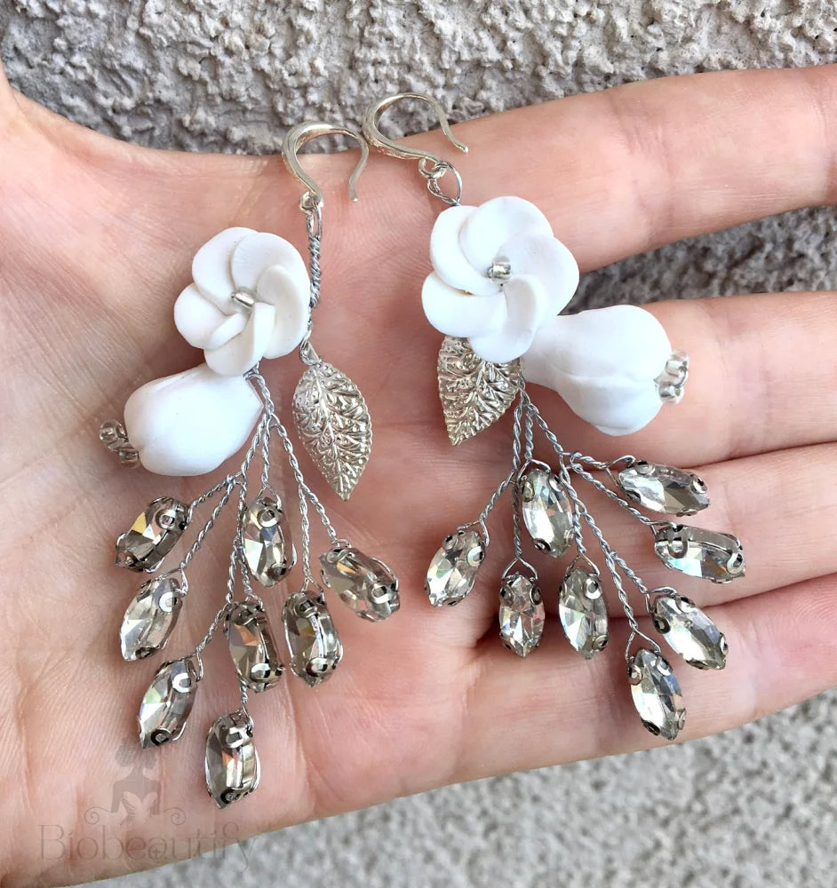 Remy Boho Ceramic Floral Bridal Earrings