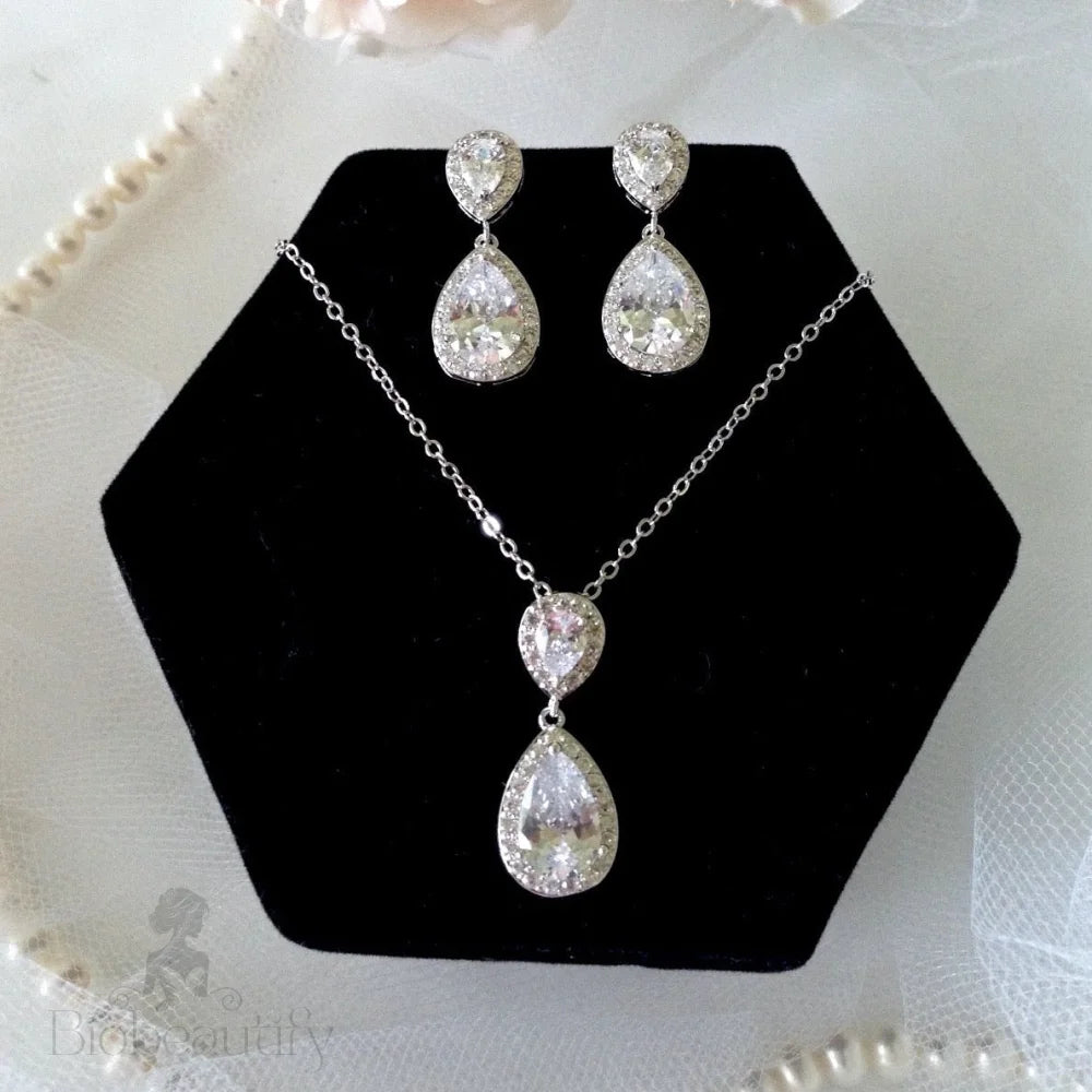 Renee Cubic Zirconia Bridal Jewelry Set In Silver Rose Gold And Yellow