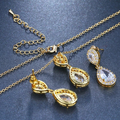 Renee Cubic Zirconia Bridal Jewelry Set In Silver Rose Gold And Yellow