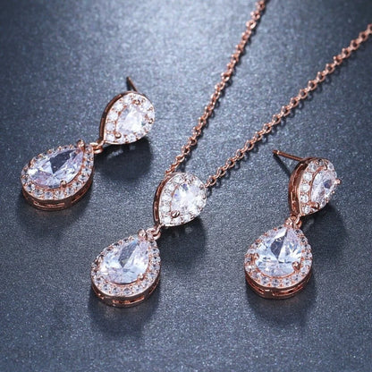 Renee Cubic Zirconia Bridal Jewelry Set In Silver Rose Gold And Yellow