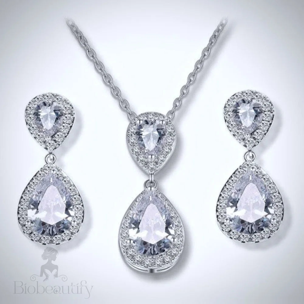 Renee Cubic Zirconia Bridal Jewelry Set In Silver Rose Gold And Yellow