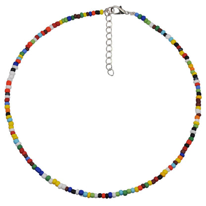 Multicolor Enamel Beaded Choker Necklace One Size /
