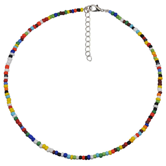 Multicolor Enamel Beaded Choker Necklace One Size /