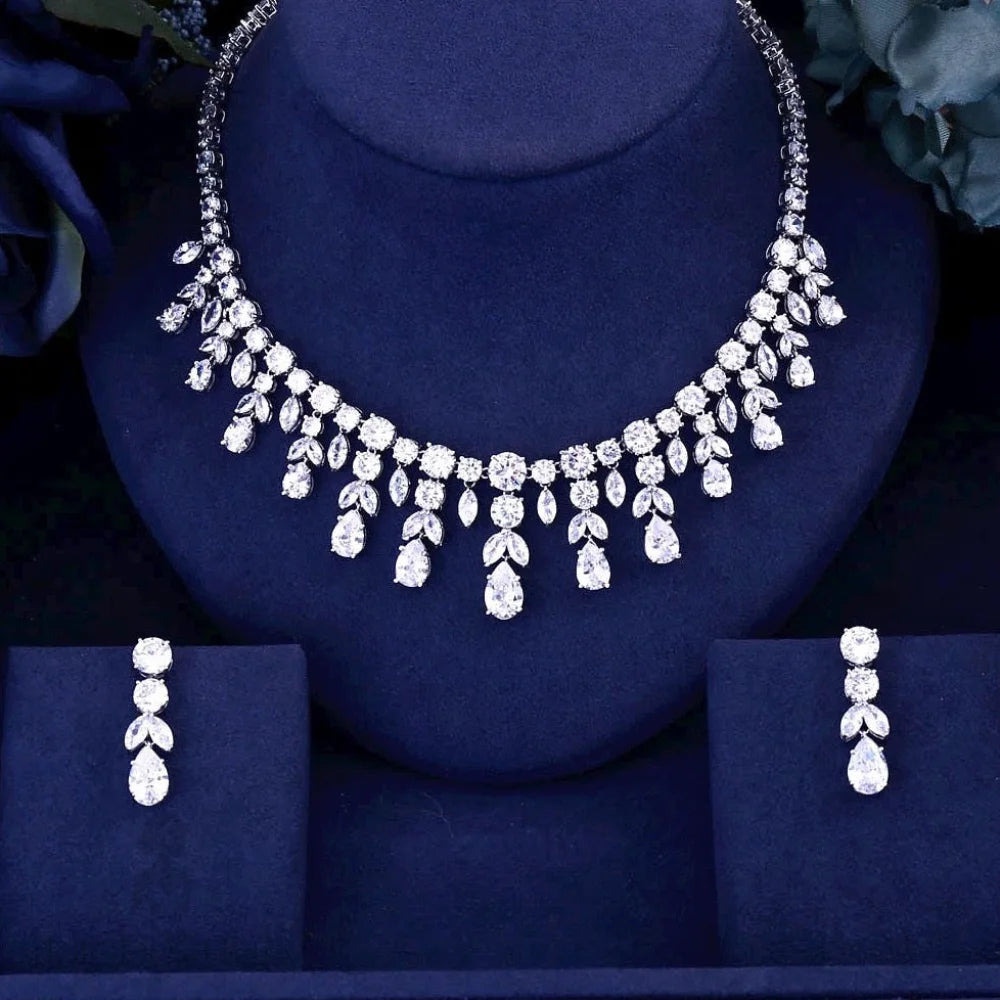 Rhiannon Silver Bridal Jewelry Set With Cubic Zirconia