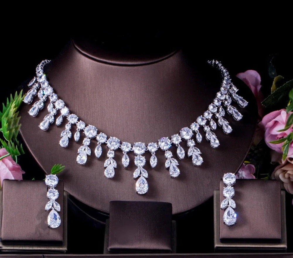 Rhiannon Silver Bridal Jewelry Set With Cubic Zirconia