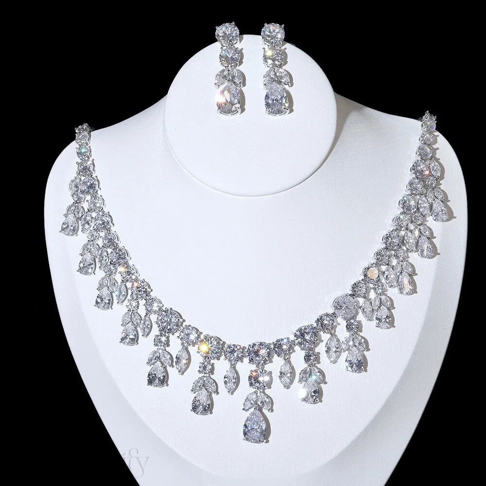 Rhiannon Silver Bridal Jewelry Set With Cubic Zirconia