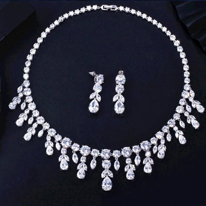 Rhiannon Silver Bridal Jewelry Set With Cubic Zirconia