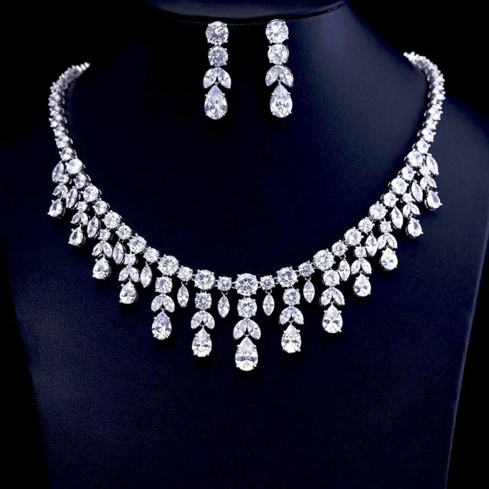 Rhiannon Silver Bridal Jewelry Set With Cubic Zirconia