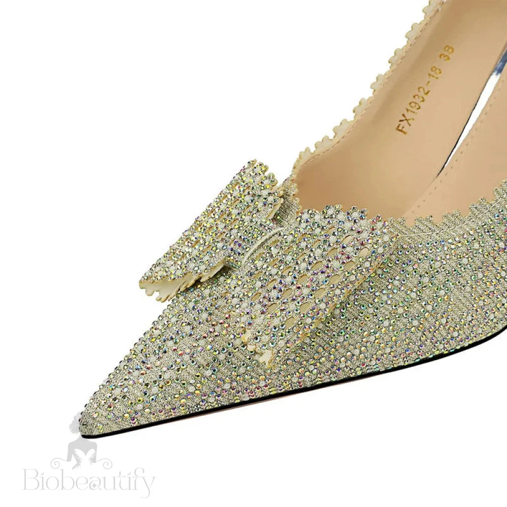 Rhinestone Bow Princess Pumps For Women Wedding Fashion Shoes