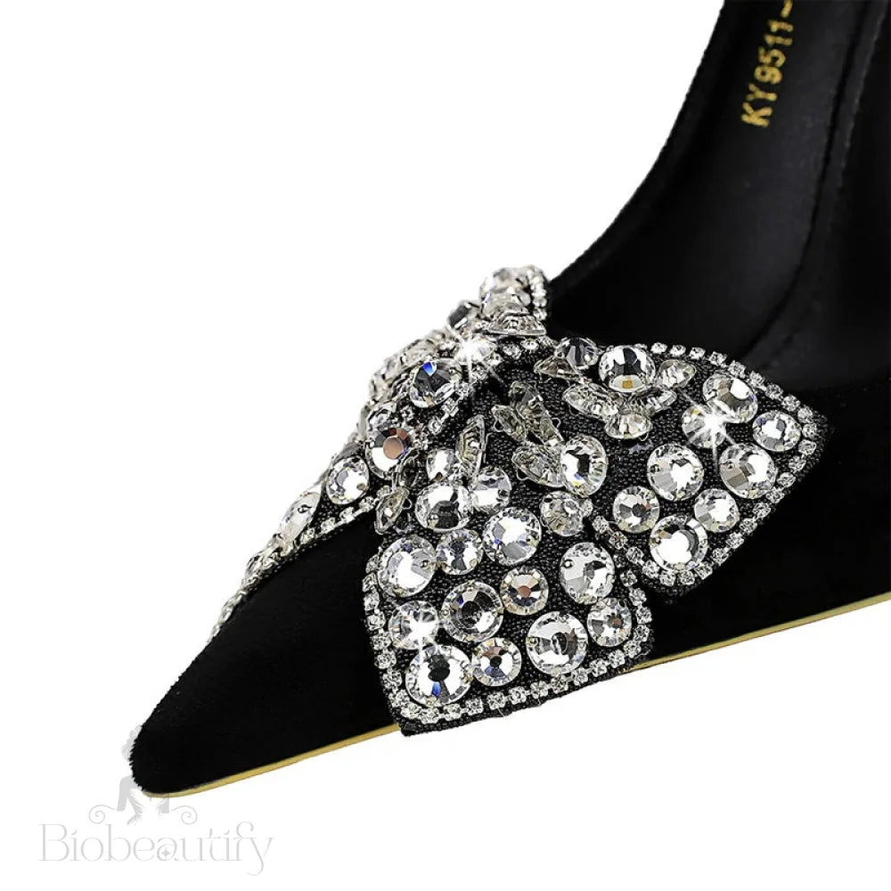 Rhinestone Bowknot High Heel Party Pumps For Women