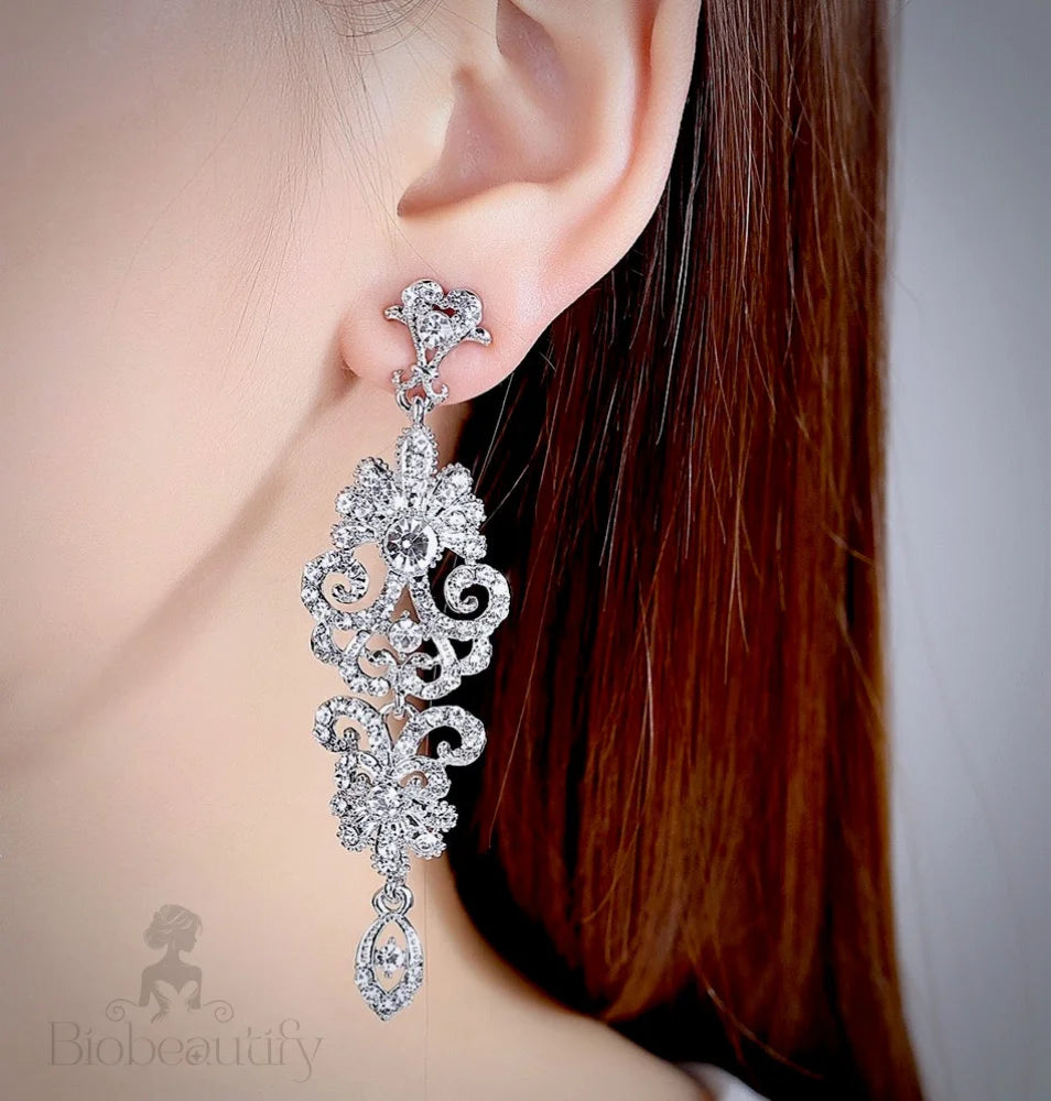 Rhinestone Bridal Earrings - Jean