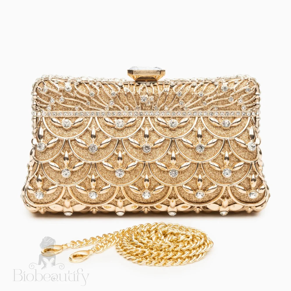 Rhinestone-Embellished Clutch By Angelina Gold