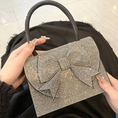 Rhinestone Embellished Ribbon Handbag By Hazel