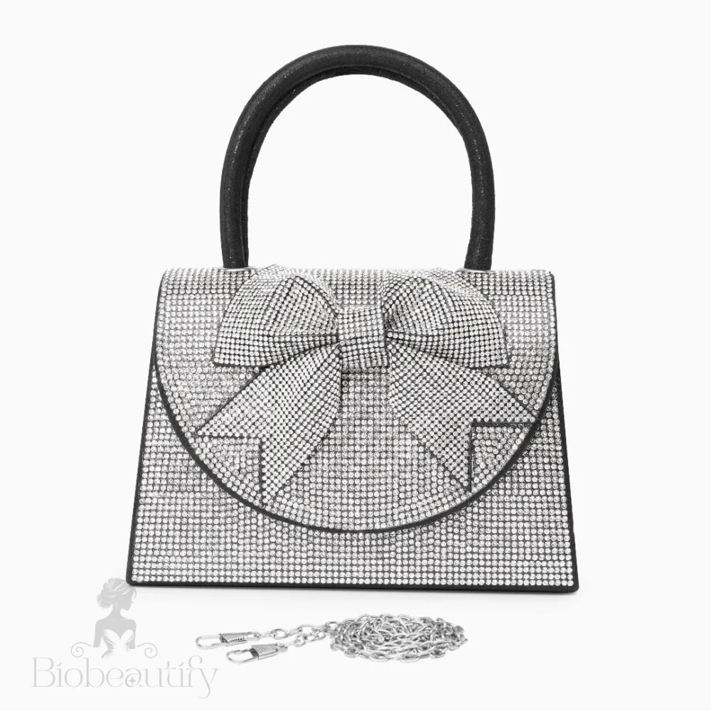 Rhinestone Embellished Ribbon Handbag By Hazel