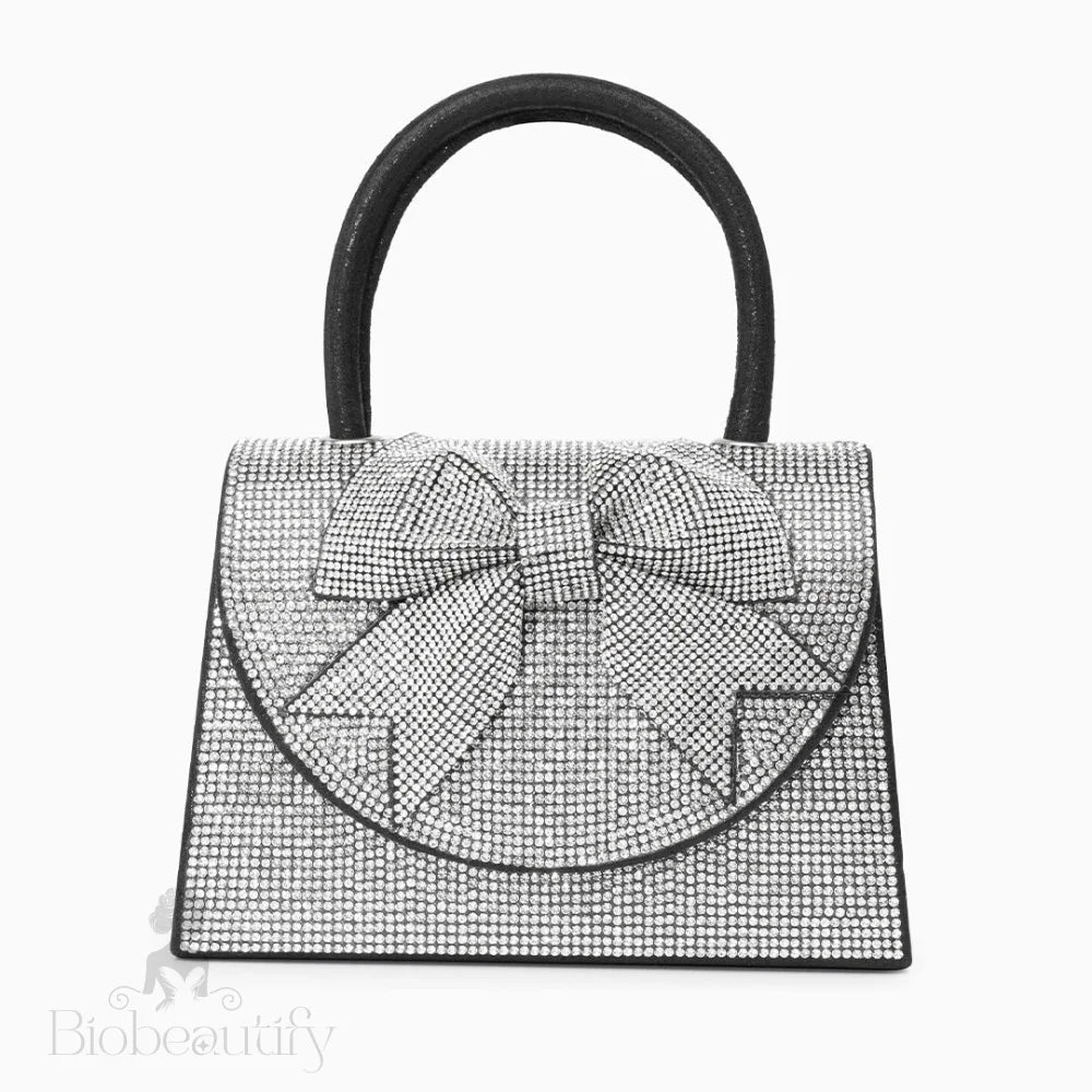 Rhinestone Embellished Ribbon Handbag By Hazel Black