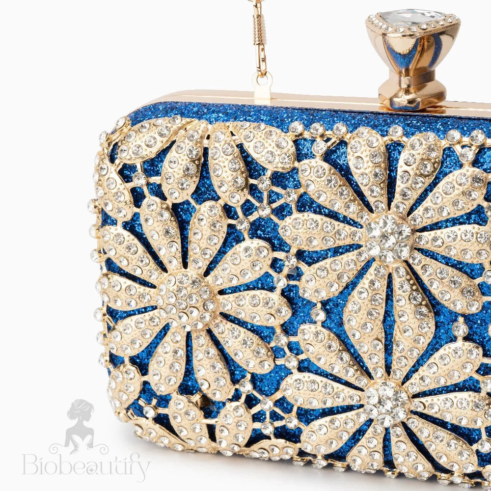 Rhinestone Flower Clutch Bag