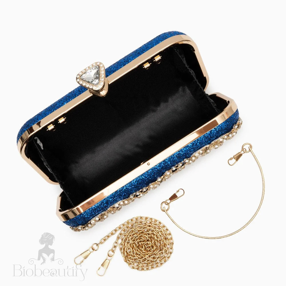 Rhinestone Flower Clutch Bag