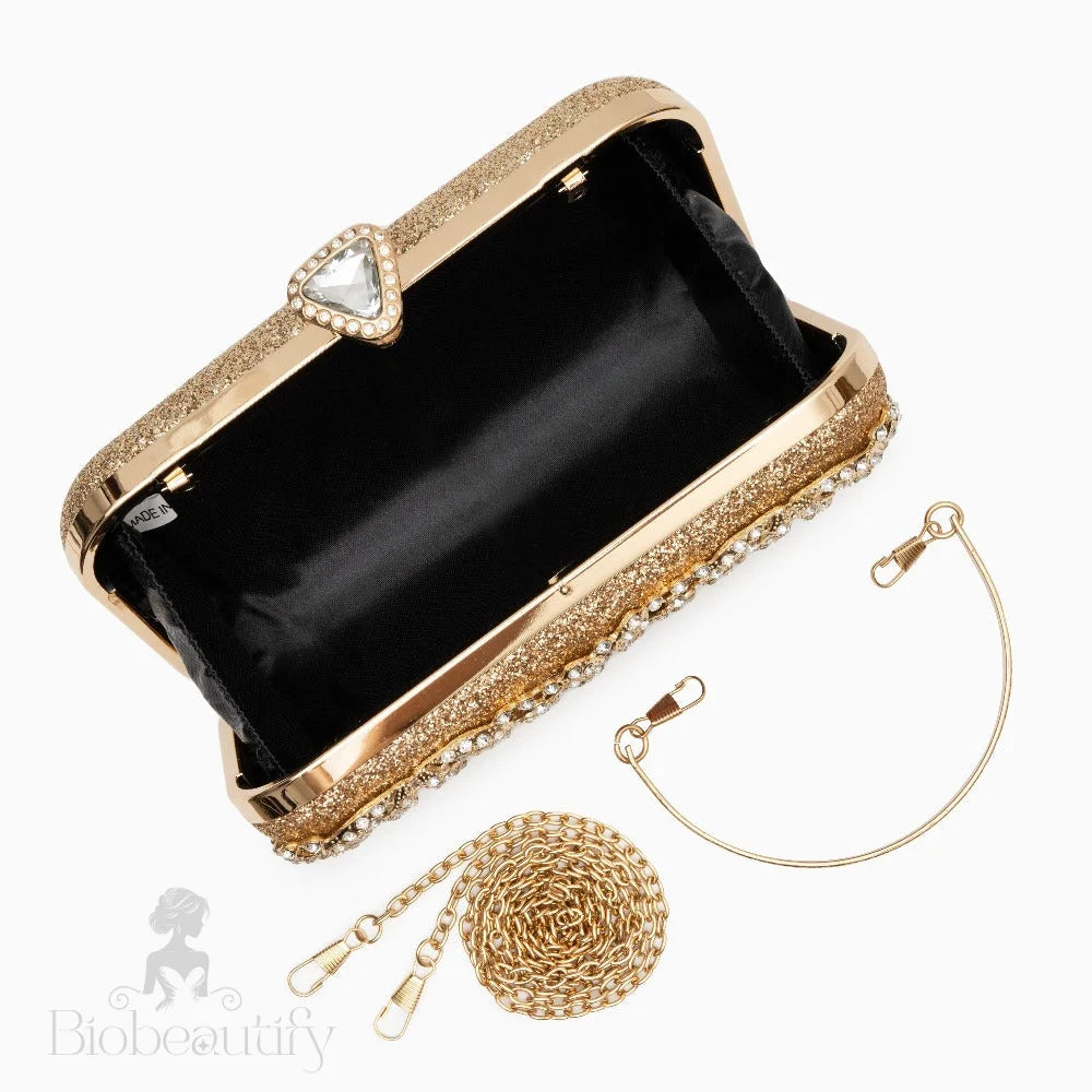 Rhinestone Flower Clutch Bag