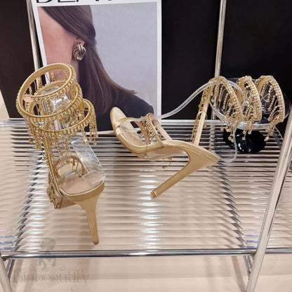 Rhinestone Golden Crystal Sandals For Women’s Summer Fashion