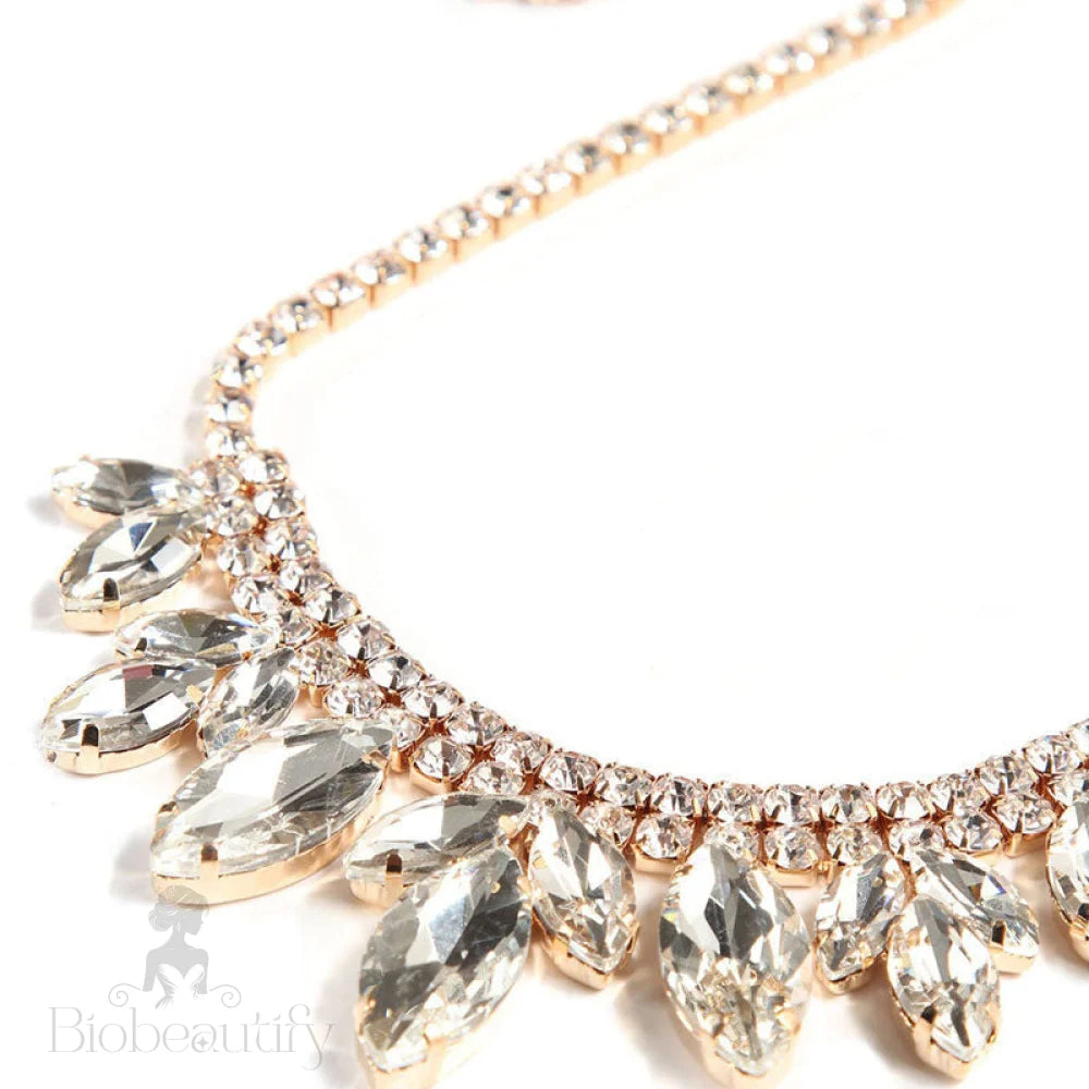 Rhinestone Marquise Cut Sparkly Collar Necklace - Silver