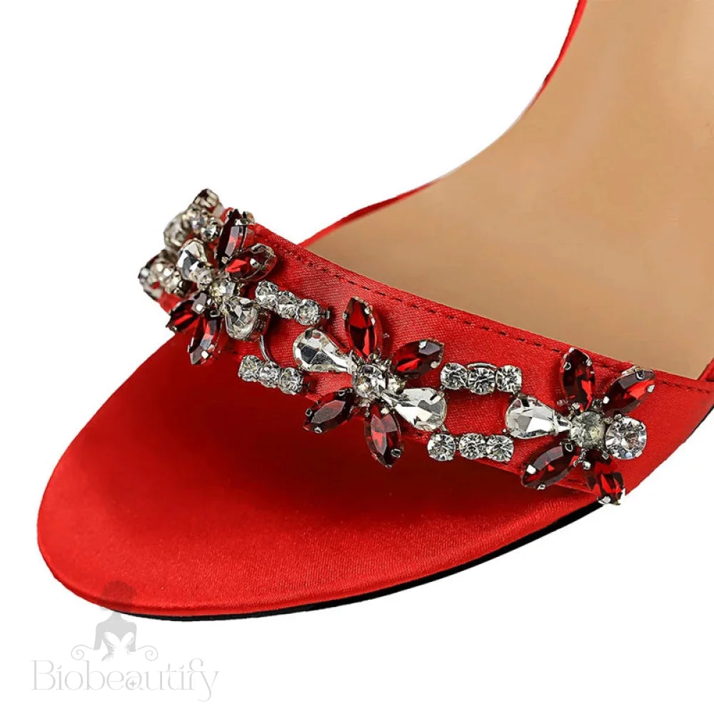 Rhinestone Open Toe High Heel Sandals For Women By New Designer