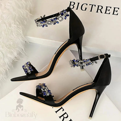 Rhinestone Open Toe High Heel Sandals For Women By New Designer