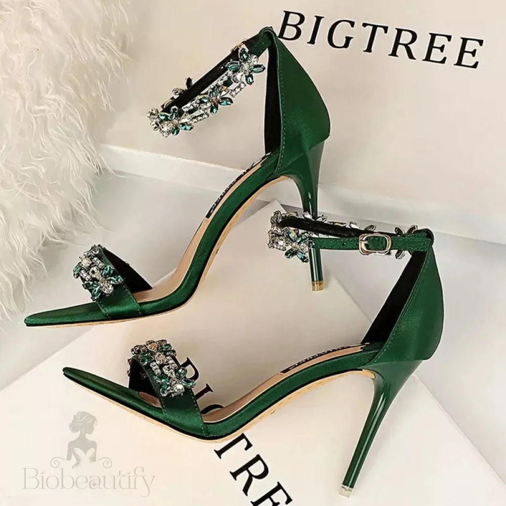 Rhinestone Open Toe High Heel Sandals For Women By New Designer