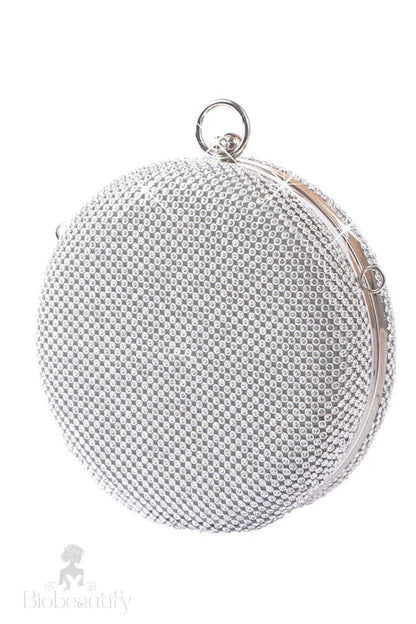 Rhinestone Round Evening Party Bag Plata / One Size