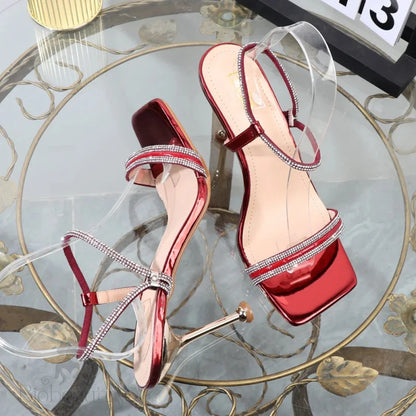 Rhinestone Stiletto High Heel Sandals With Movable Clasp - 9.5Cm