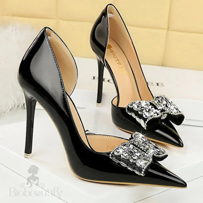 Rhinestone Women’s High Heel Pumps In Patent Leather