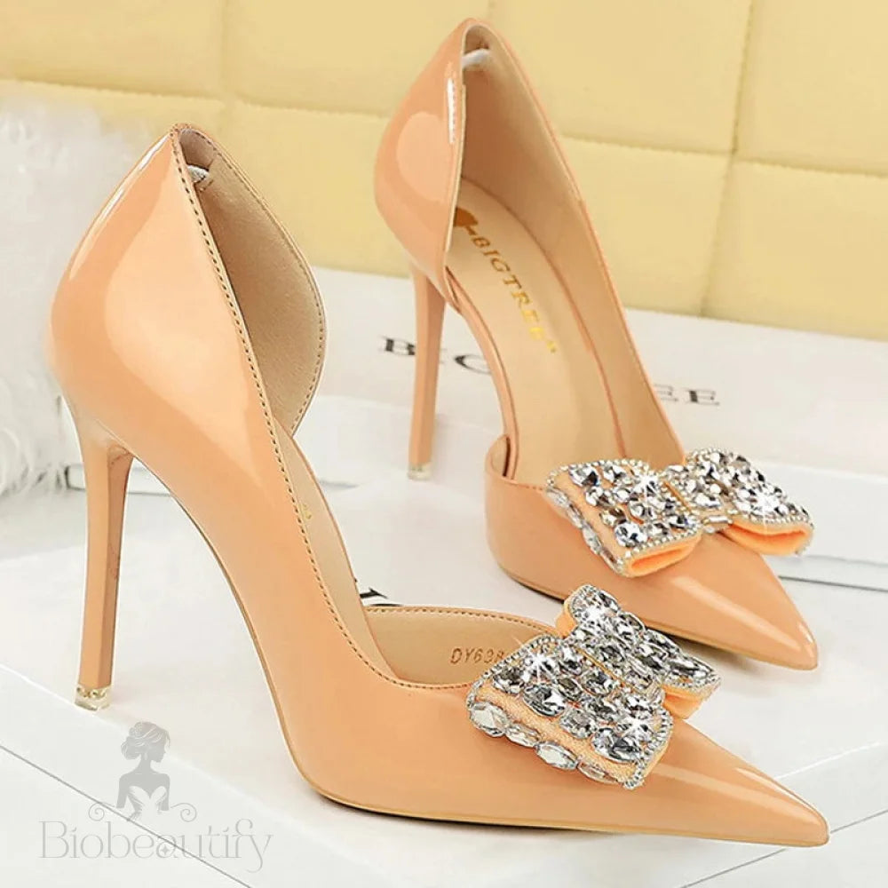 Rhinestone Women’s High Heel Pumps In Patent Leather