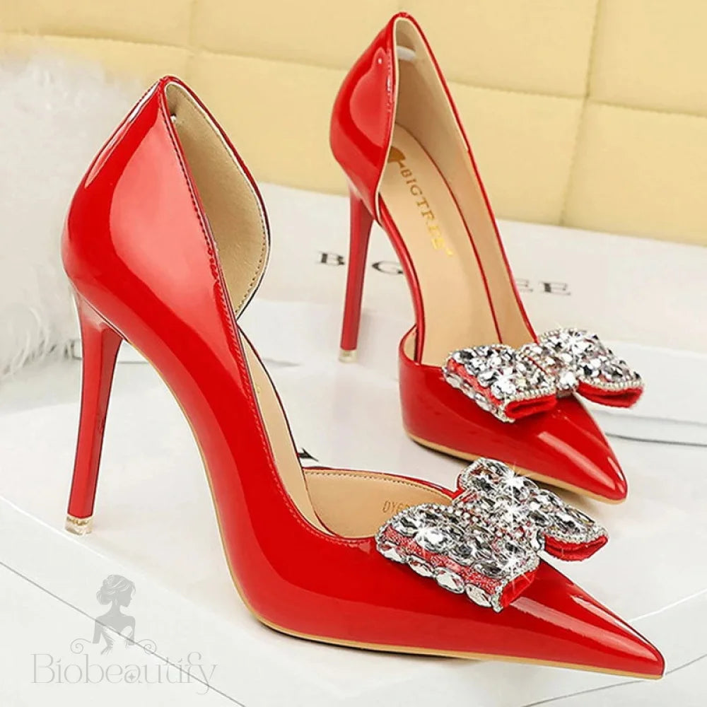 Rhinestone Women’s High Heel Pumps In Patent Leather