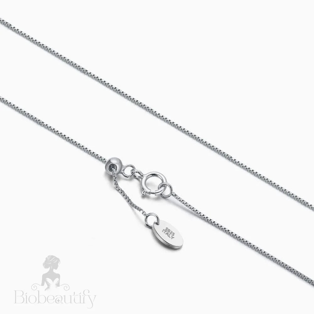 Rhodium Plated 0.6Mm Box Link 18 Inch Sterling Silver Chain Necklace