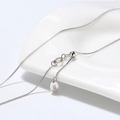 Rhodium Plated 0.6Mm Box Link 18 Inch Sterling Silver Chain Necklace