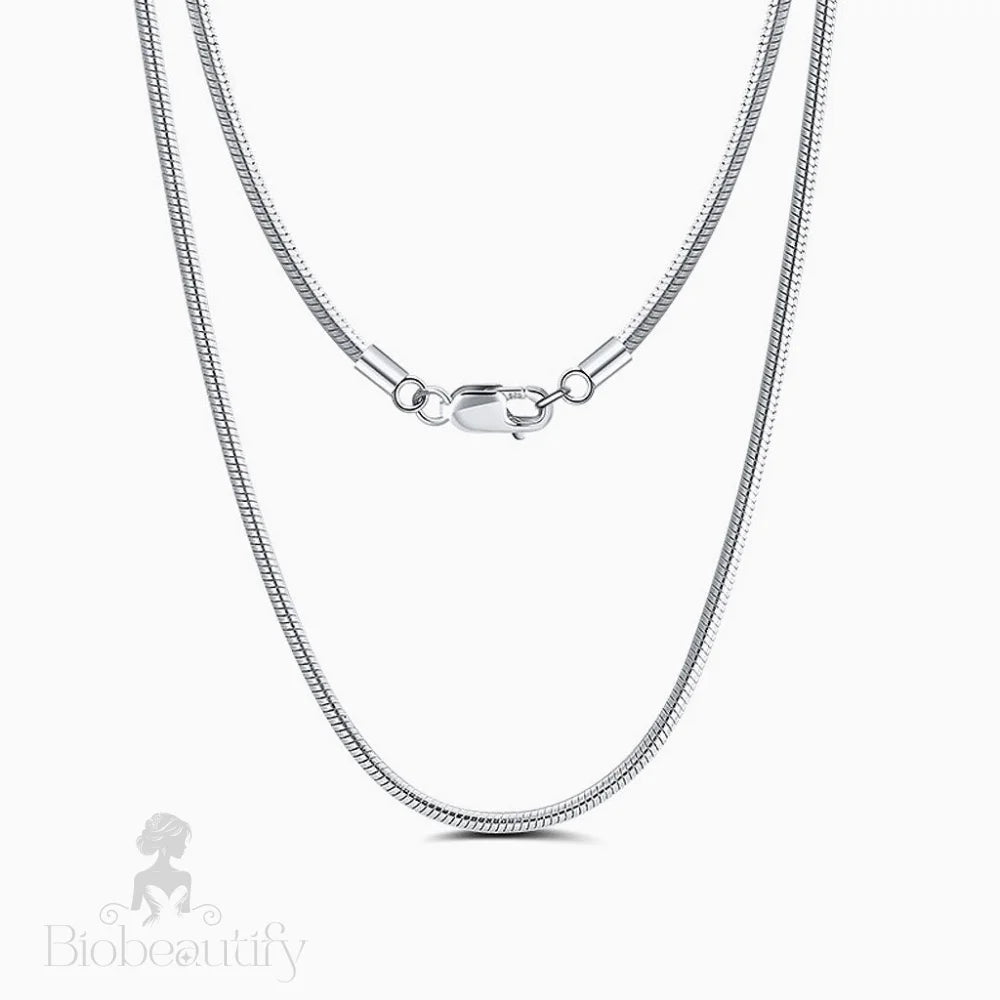 Rhodium Plated Sterling Silver 1Mm Round Snake Chain Necklace / 16’’