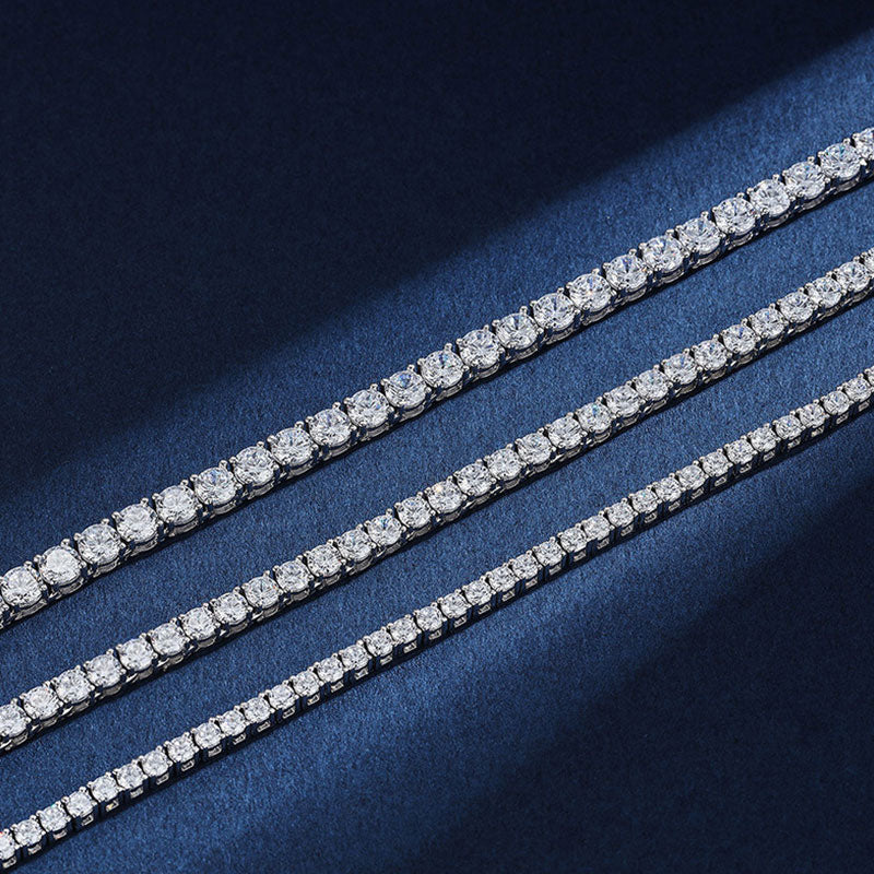 Rhodium Silver 3Mm Cubic Zirconia Tennis Necklace / 16’’