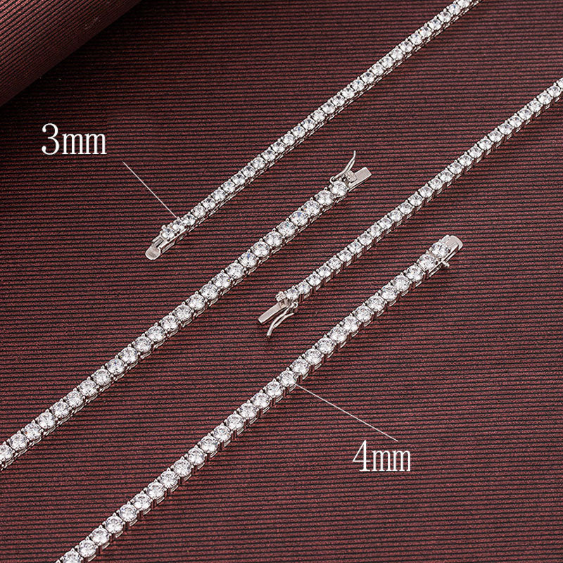 Rhodium Silver 3Mm Cubic Zirconia Tennis Necklace / 19’’