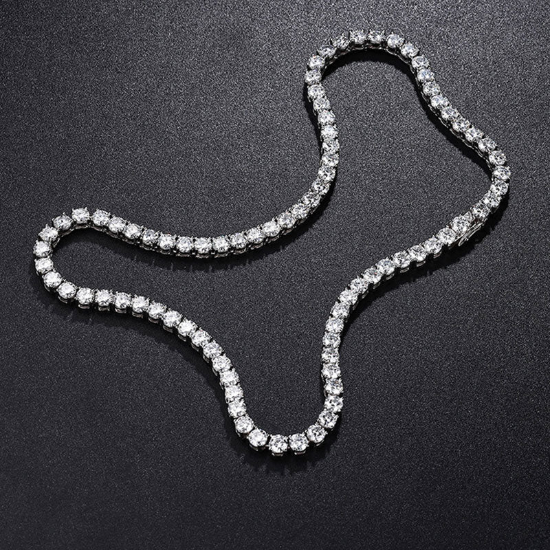Rhodium Plated Sterling Silver 5Mm Cz Tennis Necklace / 18’’