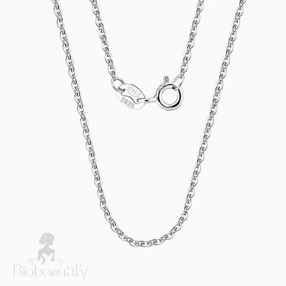 Rhodium Plated Sterling Silver Classic Cable Dainty Chain Necklace / 16’’